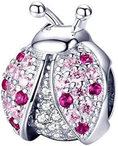 Ladybug Charm fit for Pandora Charm Bracelet 925 Sterling Silver Animal Cubic Zironia Charm Bead for Women Girls