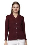 HIFZAA Wool V-Neck Sweater Cardigan for Women Winter Sweaters for Ladies Plus Size Wine-3XL