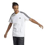 adidas Men's Essentials Single Jersey 3-stripes Tee Short Sleeve T-Shirt, White/Black, L