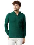 Kvetoo Men High Neck Zipper Full Sleeve Woolen Winter Sweater Bottle Green Size M