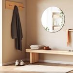 Sqinor 50cm Frameless Round Mirror - Wall Mounted HD Glass Bathroom Mirror Wall Mirror - Modern Home Decorative Circle Wall Mirrors for Bathroom Bedroom Living Room Hallway Walls