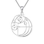 YL Women Silver Necklace 925 Sterling Silver Charles Rennie MacKintosh Rose Glasgow Rose Pendant Necklace for Women Ladies Girls Girlfriend