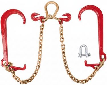 Grade 80 V Bridle Tow Chain 5/16 in 2 ft with 15 in J Hook, Heavy Duty Transport Chain for Flatbed Truck and Trailer Rec