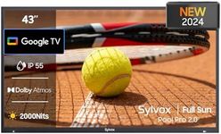 SYLVOX Outdoor TV, 43-Inch Waterproof Smart TV, 2000 nits Full Sun TV, 4K, Dolby Atmos, HDR10, Weatherproof Television with Voice Assistant Remote (Pool Pro 2.0, Latest Model)
