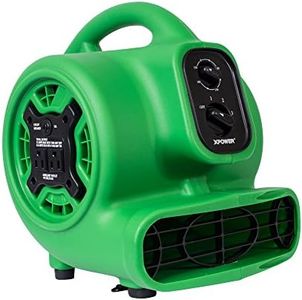 XPOWER P-230AT Mini Mighty 1/4 HP 925 CFM Centrifugal Air Mover, Carpet Dryer, Floor Fan, Blower, Stackable, Daisy Chain, for Water Damage Restoration, Janitorial, Plumbing, Home Use, Green