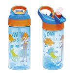 Zak Designs Blippi Kids Water Bottle with Spout Cover and Built-in Carrying Loop, Made of Durable Plastic, Leak-Proof Water Bottle Design for Travel (17.5 oz, Pack of 2)