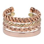 HindCraft Copper Kada Magnetic Engraved Healing Bracelet Kada Cuff Bangle For Women And Men Set Of 4 Adjustable Copper Kada