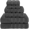 American Soft Linen Luxury 6 Piece Towel Set, 2 Bath Towels 2 Hand Towel 2 Washcloths, 600 GSM 100% Cotton Turkish Towels for Bathroom, Dark Gray Towel Sets