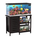 Herture 40-50 Gallon Fish Tank Stand, Aquarium Stand with Cabinet Accessories Storage, Heavy Duty Metal Frame, 40.55" L*18.89" W Tabletop, 850LBS Capacity, Black PG02YGB