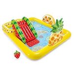 Intex 57158EP Fun'N Fruity 8ft x 6.25ft x 4in Outdoor Inflatable Kiddie Pool Water Play Center with Water Slide, Sprinklers and 6 Play Balls for Ages 2 and Up