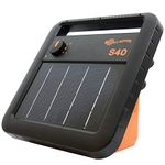 Gallagher S40 Solar Electric Fence Charger Powers Up to 25 Mile 80 Acres, Low Impedance, 0.4 Stored Joule Energizer Unique Battery Saving Technology, Solar Battery & Leadsets Included