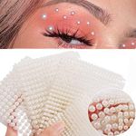 Pearl Makeup Rhinestone Stickers for Eyes Face Body,3D Self Adhesive White Pearl Face Jewels Eye Gems Eyeshadow Sticker,Women Nail Pearls for Nail Art Decoration,Kids DIY Craft Accessories