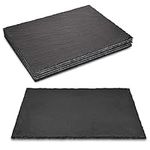 Navaris Natural Slate Serving Plates - Set of 6 Slate Place Mat Serving Trays - Large Rectangular Stone Table Mat Serving Platter Tiles - 38 x 28 cm