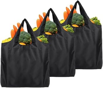 Jinsion 3 Piezas Bolsa Compra Plegable Negro, 50x 46cm Bolsa de Tela para Compras, Reutilizables, Ecológicas, Lavable, Impermeable,para Compras, Casa, Viajes, Acampar al Aire Libre