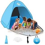 Pop Up Beach Tent,Automatic Portable Sun Shelter Fit 2-3 Person,UPF 50+ UV Sun Protection Beach Shade Baby Canopy Cabana Air-Ventilating Waterproof for Family Beach Park Camping Picnic with Carry Bag