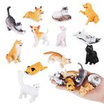 SINGOMON 12PCS Miniature Figurines Animal Figurines Cat Dog Figurines Mini Figurines DIY Crafts Cat Cake Topper Dog Cake Topper for Home Dollhouse Project Landscape Aquarium Cake Decorations