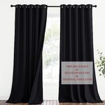 NICETOWN Sound Blocking and Heavy-Duty Space Divider Curtains for Living Room, Lined Insert Noise - Blackout - Thermal Insulation Curtains for Room Divider/Space Solutions (Black, 95 inches Long)