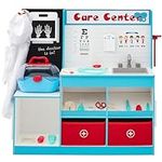 Best Choice Products Pretend Play Doctor's Office, Wooden Medical Center Toy Set for Kids w/Carrying Case, All Accessories Included, Height Measurer, 2-Piece Costume