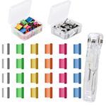 TOYMIS Stainless Steel Metal Refill Clips Dispenser, Mini Reusable Binder Pack Clamp, 1 Pack Push Stapler with 50pcs Binder Clips Silver 50pcs Colorful Paper Clamps for Office Document School Supplies