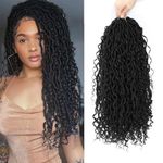 Goddess Locs Crochet Hair For Black Women 24 Inch 8 Packs Faux Locs Crochet Hair Boho Goddess Locs Crochet Hair Pre Looped Crochet Locs River Locs With Curly Ends (1B#)