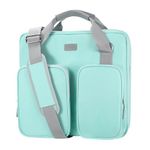 Soulgo 3 Inch Zipper Binder 3 Ring with Sturdy Shoulder Strap & Multi-pocket, Binder with Zipper Holds Up to 700 Sheets for Office School, Compatible with 13” Macbook Laptop ipad(Light Blue)