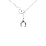 AKTAP Simple Lucky Horseshoe Lariat Y Necklace Stirrup Necklace Love Heart Pendant Necklace Gift for Women Girls (Horseshoe Necklace)