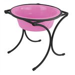 Platinum Pets Bistro Single Diner Feeder with Stainless Steel Dog Bowl, X-Large, Cotton Candy Pink