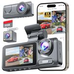 Dash Cam Front and Rear Camera, 4K HD 3 Channel Dash Camera for Cars with 32GB Card, Dash Cam with Night Vision, 2.0'' IPS Screen Dashcam with G-Sensor, 24H Parking Mode, Loop Recording