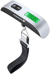 Digital Luggage Scale, Fosmon, Stainless Steel, Backlight, LCD Display, Digital Hanging Luggage Weight Scale, Up to 50 Kilograms with Tare Function - Silver