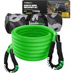 Rhino USA Kinetic Recovery Tow Rope Heavy Duty Offroad Snatch Strap for UTV, ATV, Truck, Car, Tractor - Ultimate Elastic Straps Towing Gear - Guaranteed for Life! (7/8" x 20' Green)