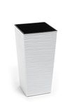 Gordanluk, Tall plastic flowerpot, Textured Flowerpot with internal riser, plant pots indoor, garden planters (White, 25 x 25 x 46.5cm)