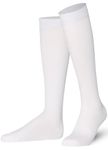 Mysocks Knee High Socks Men Womens Girls Cotton Seamless Toe White Long Socks Knee Length Knee Socks White,8-11