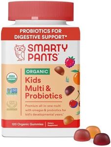 SmartyPants Vegetarian Organic Kids Daily Gummy Vitamins: Multivitamin, Gluten Free, Non-GMO, Omega-3, Probiotic, Vitamin D3, Methylcobalamin B12, Zinc; 120 Count (30 Day Supply)