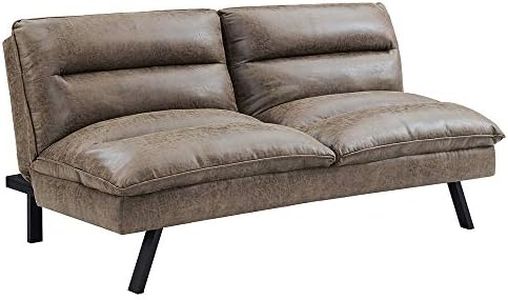 Home Detail Air Leather Sofa Bed with Padded Seat and Backrest Three Seater Sofabed in Brown or Grey Finish (Grey)