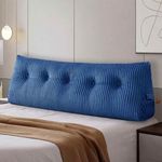 Large Headboard Pillow Headboard Wedge Pillow Bed Rest Reading Pillow Bolster Triangular Pillow for Sitting in Bed-Backrest Positioning Support Long Pillow for Daybed, Queen: 59x8x20 Inches,Light Blue