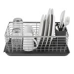 Tower T847001 Compact Dish Rack with Removable Cutlery Drainer, Colour Coated Stainless Steel, Grey , 32 x 45 x 15 cm