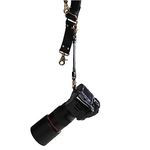 Leather Dual Camera Strap with Snap Shackle Hooks | Leather Pro in Style Camera Strap Accessories for Cameras/ Shoulder Leather Harmness/Multi-Camera Gear for DSLR/SLR (BLACK) with P.U Leather. (Solo Camera Belt-Black)