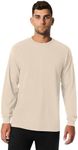 Gildan Adult 6.1 oz 100% Cotton L/S T-Shirt in Sand - Large