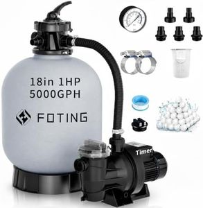 FOTING 2026New Sand Filter Pump with Timer for Above Ground Pool, Pool Pumps Above Ground with 6-Way Valve, Pool Sand Filter for Efficient Circulation & Filtration, 18in