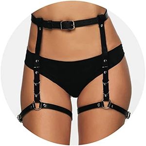 BODIY Punk Leather Thigh Harness Black Rave Waist Belts Leg Garter Belts Body Chain Jewelry for Women and Girls