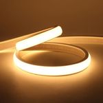 HEGEHE Dimmable COB Neon Strip with Dimmer Switch, IP65 Waterproof Silica Gel LED Rope Light Flexible for Home Kitchen Outdoor Decor(2m, Warm White)