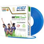 KEI CONFLAME GREEN PLUS 1 sqmm 1 Core Copper Heat Resistant Flame Retardant Low Smoke & Halogen - Lead Free House Wire for Domestic & Industrial Electrical Wiring (Blue, 90 Meters)