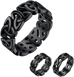 Bestyle 7.5mm Viking Wedding Eternity Rings Irish Celtic Flower Finger Ring Baroque Hawaiian Leaf Dainty Knuckle Rings Knot Stacking Ring Gifts for Women Men, Size 11