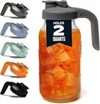 County Line Kitchen - Heavy Duty Glass Mason Jar Pitcher - Wide Mouth, 2 Quart(64 oz / 1.9 Liter), Gray