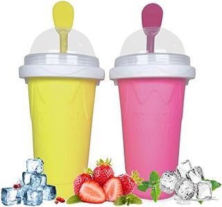 REGNBUE Slushie Maker Cup, 2 Pcs Frozen Magic Slushy Maker Cup,Slushy Cup for Juices, Milk and Ice Cream Make, Portable Frozen Magic Slushie Cup Maker for Kids, Friends and Family (Yellow+Red)