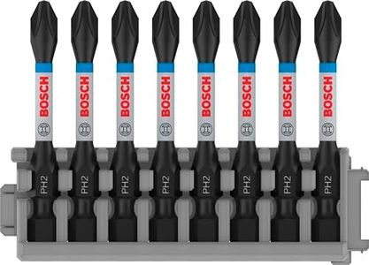 Bosch Professional 8pcs. Screwdriver Bit Set Phillips (Impact Control, PH2 Bits, Length 50 mm, Pick and Click, Accessory Impact Drill)