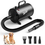 Dog Dryer High Velocity Dog Hair Dryer 5.2HP/2800W, Stepless Adjustable Speed Temperature Dogs Grooming Blaster Dryer, Pet Dryer with 4 Nozzles,Blow Dryer for Dogs(Black)