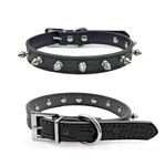 LESYPET Spiked Dog Collar, Dog Collar with Spikes Small Spike Collar for Dogs Cats Spiked Collar Studded Adjustable Puppy Collars, Black S