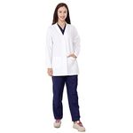 RANK Women's Polyester Cotton White Medical Lab Coat | Full Sleeves Doctor Hospital Ot Surgical Uniform For Doctor Apron Nurse Compounder Coat Size -XL