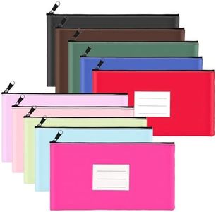 10-Pack Bank Deposit Money Bags with Zipper, PU Leather Cash Pouches with Label, 11x 6 Inches, for Coins, Cosmetics, Bills, Tools